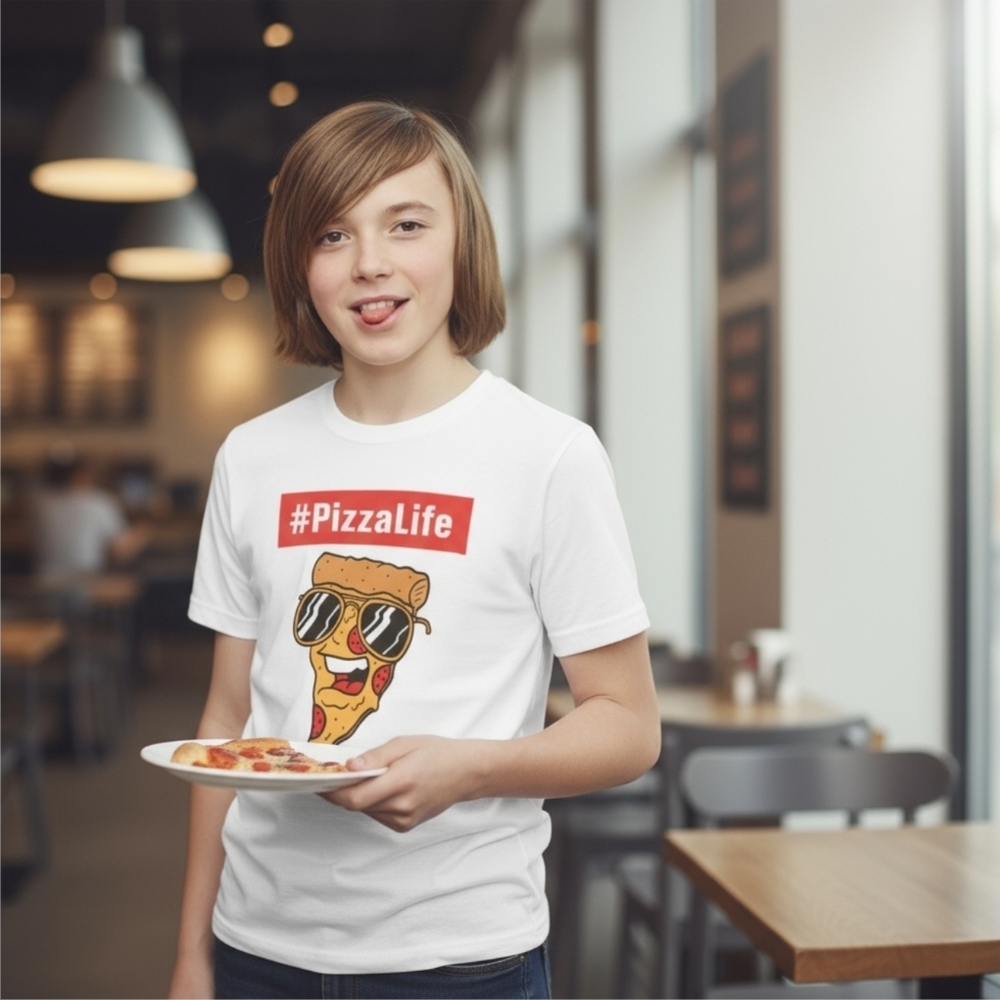 Children’s Place ✦ #PizzaLife Boys Tee Sz 10/12 ✦ Funny Graphic Cotton Shirt NWT